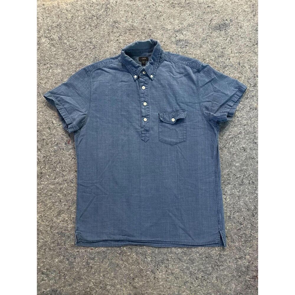 J.Crew Menâs Indigo Blue Short Sleeve Popover Shirt â Size M